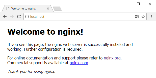 nginxのデフォルト画面(Windows)